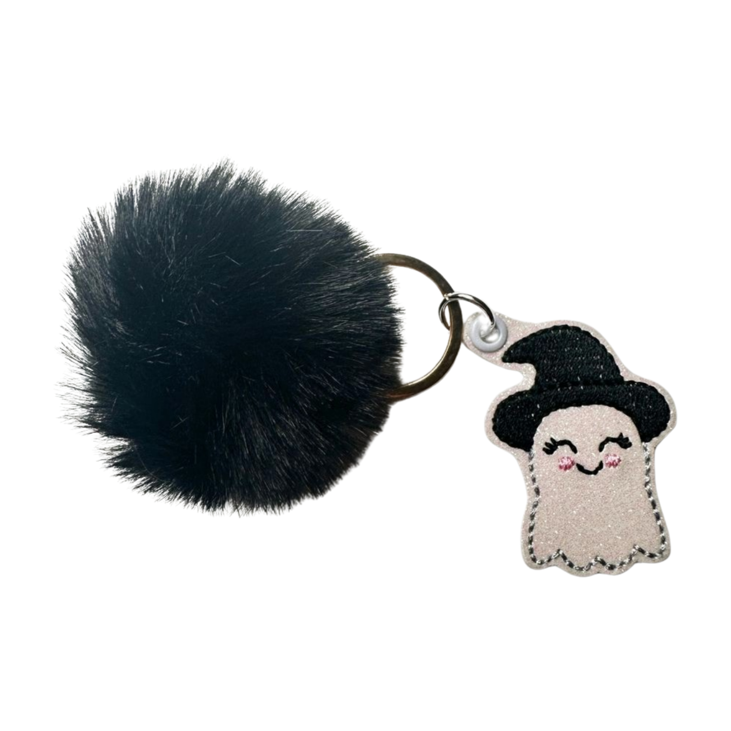 Witchy Ghost Pom Pom Keychain