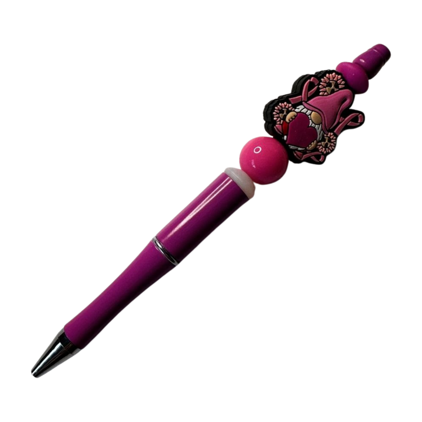 Pink Ribbon Gnome Beaded Pen