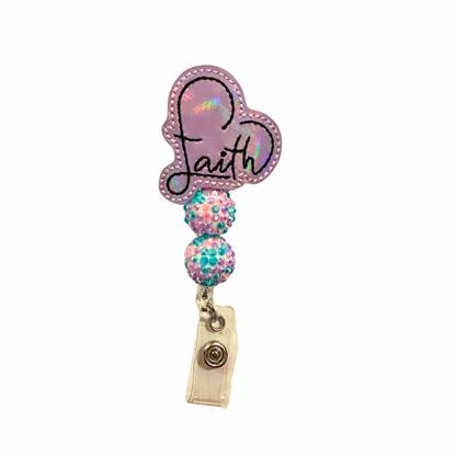 Faith Beaded Badge Reel