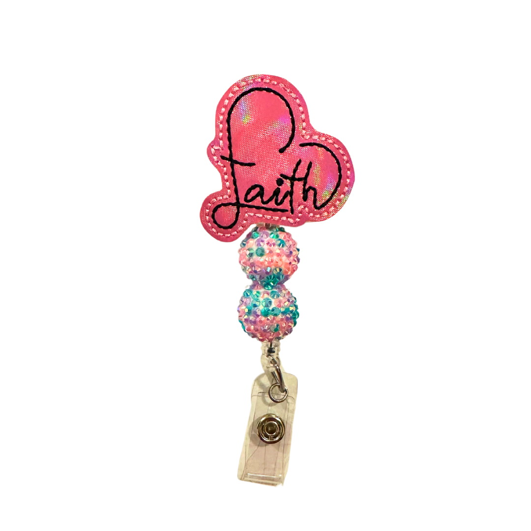 Faith Beaded Badge Reel