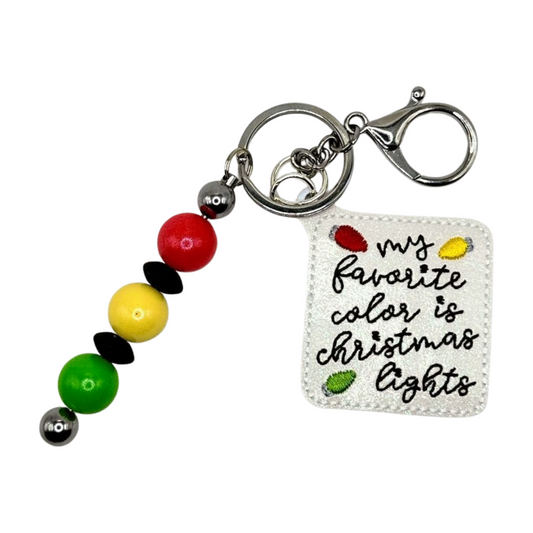 My Favorite Color is Christmas Lights Keychain