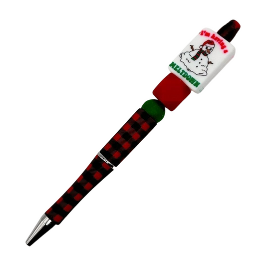 I’m Having a Meltdown snowman Beaded Pen