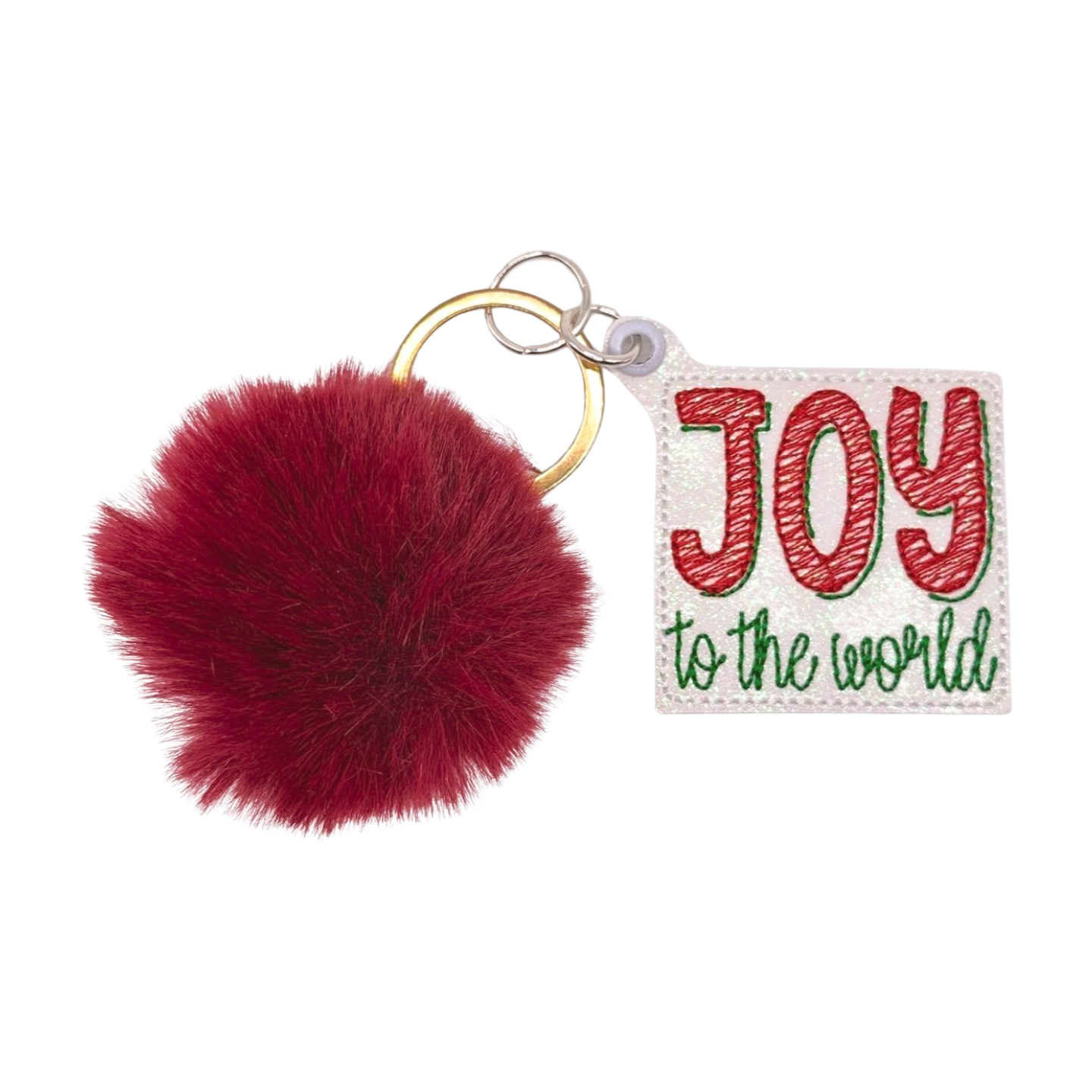 Joy to the World Pom Pom Keychain