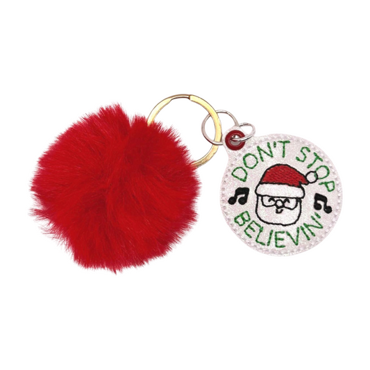 Don’t Stop Believin’ Pom Pom Keychain