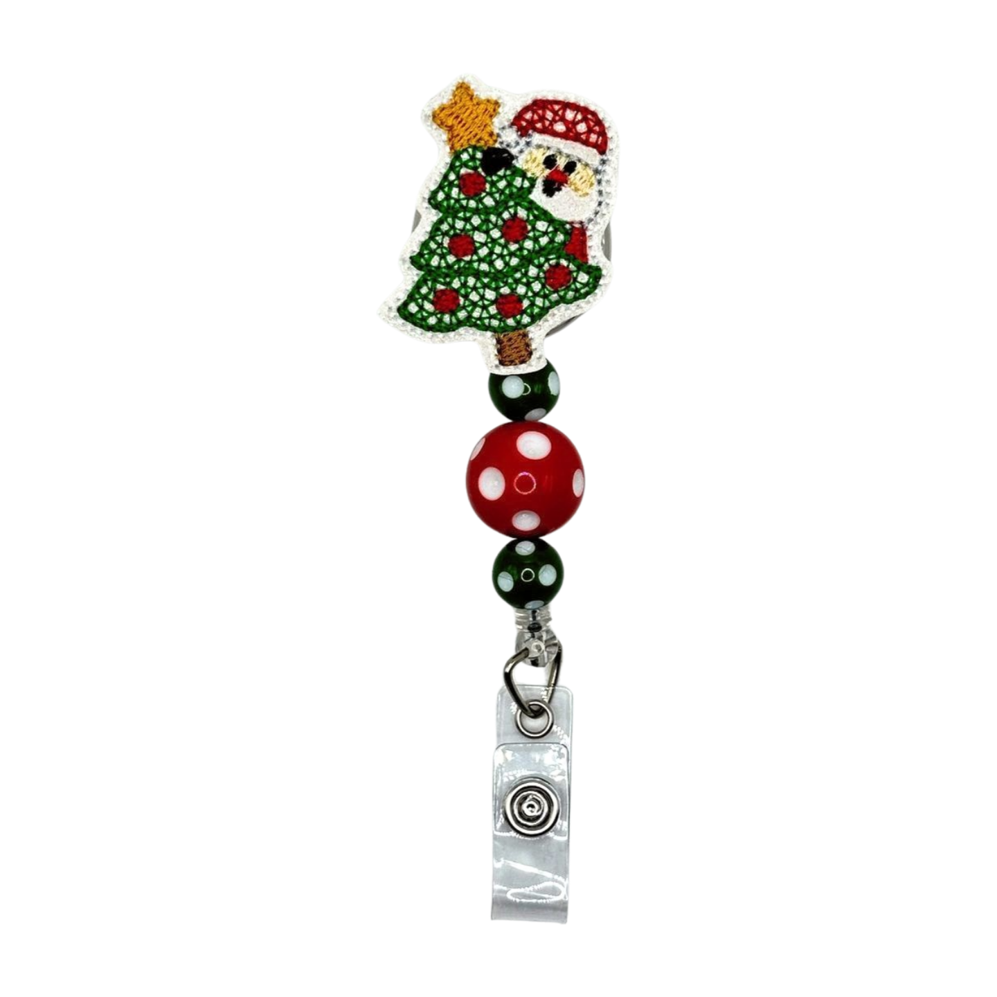 Santa behind Tree Badge Reel