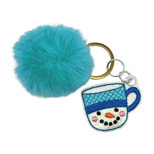 Snowman Mug Pom Pom Keychain