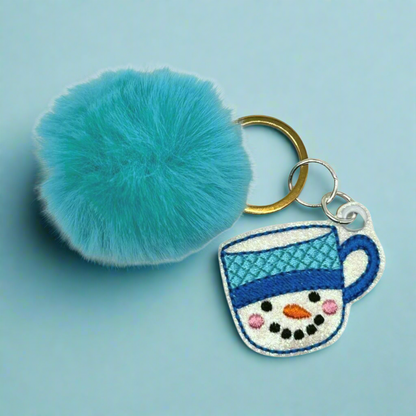 Snowman Mug Pom Pom Keychain