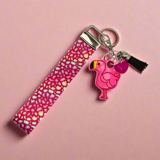 Cute Flamingo Keychain and Wristlet