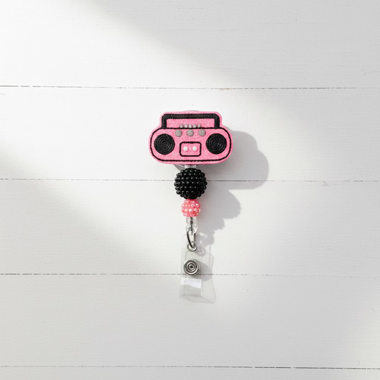 Pink Stereo Badge Reel