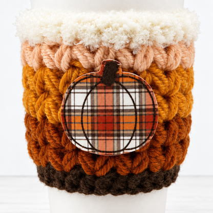 Plaid Pumpkin Coffee Cozy, handmade drink sleeve - view 2