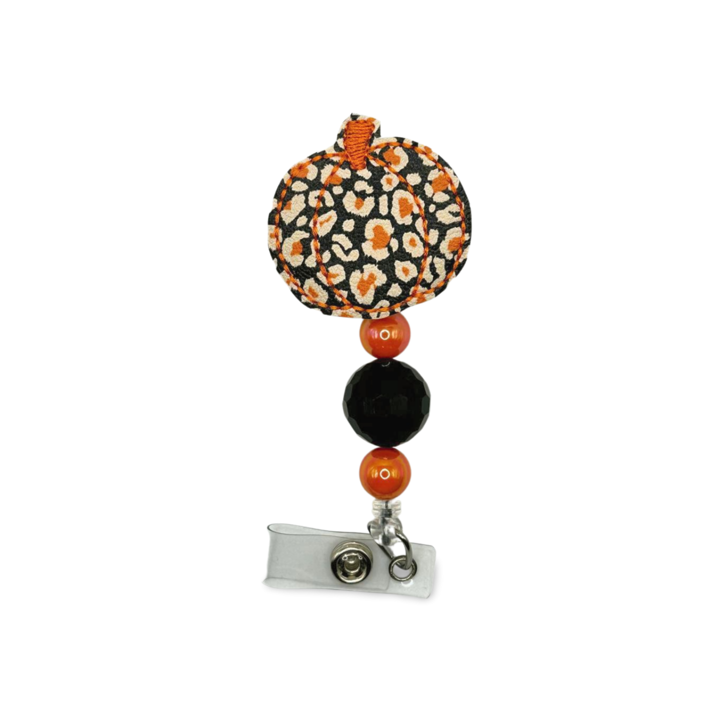 Leopard Pumpkin Beaded Badge Reel