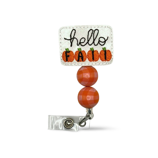Hello Fall Beaded Badge Reel