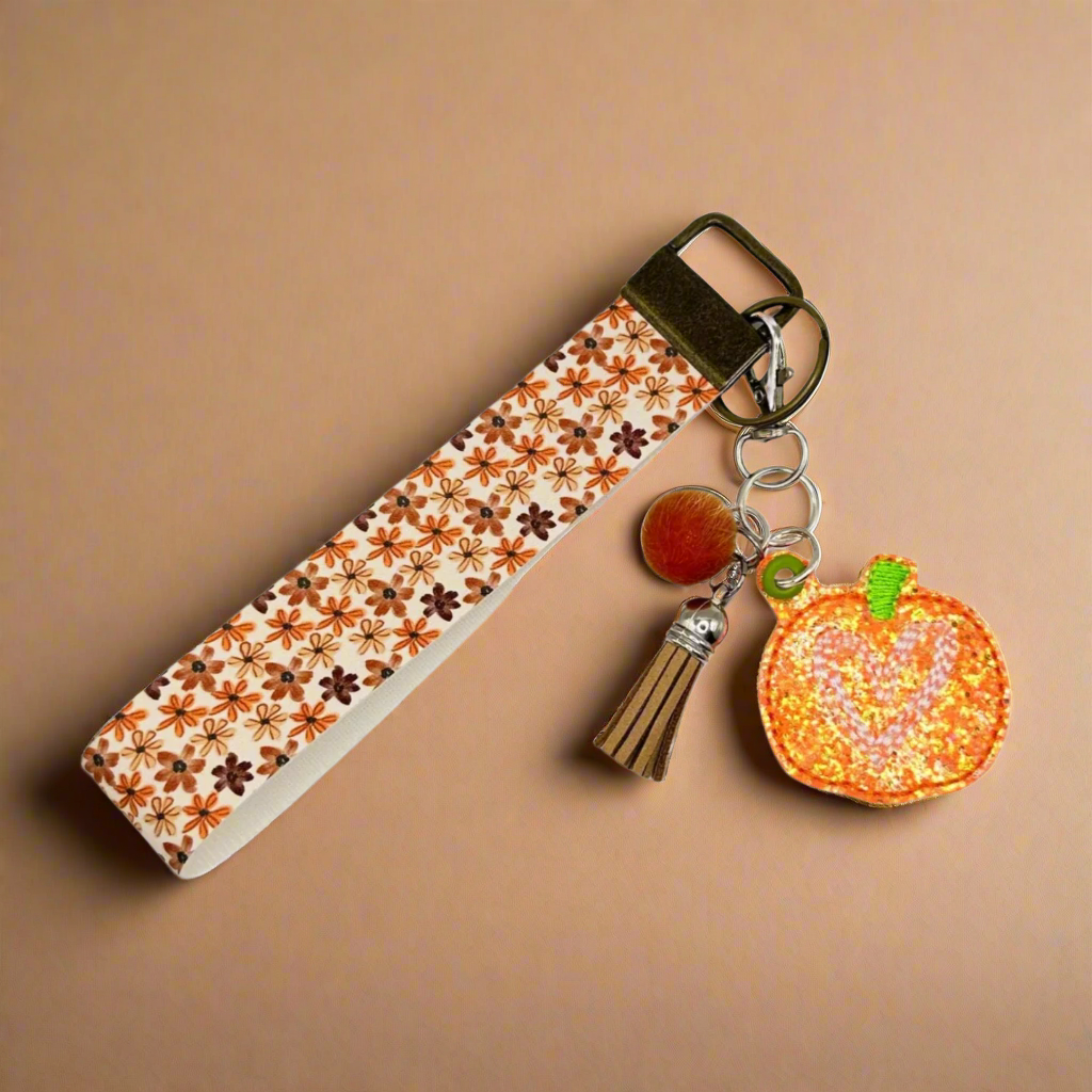 Pumpkin Heart Keychain and Wristlet