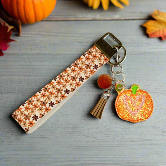 Pumpkin Heart Keychain and Wristlet
