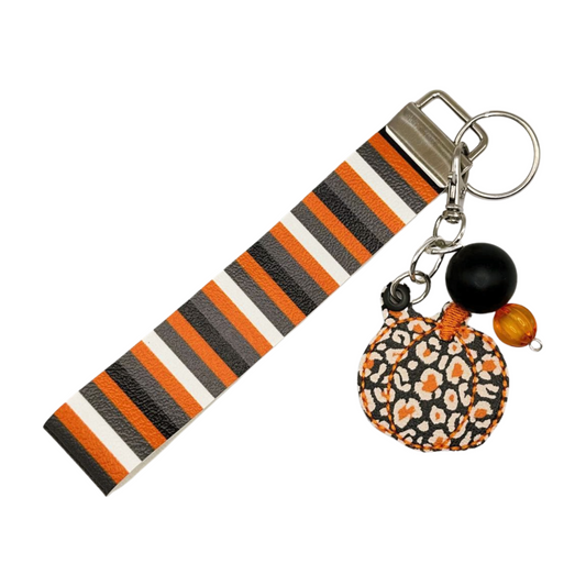 Orange Leopard Pumpkin Keychain and Wristlet