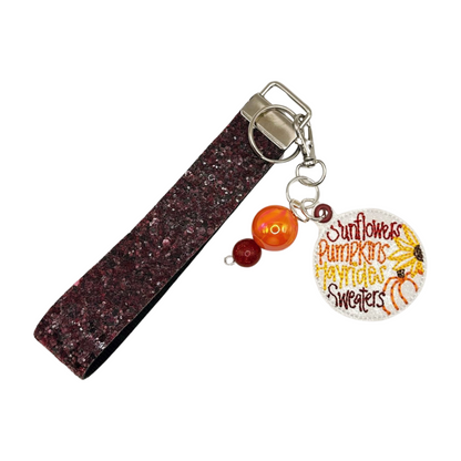 Sunflowers, Pumpkins, Hayrides, Sweaters Keychain and Wristlet