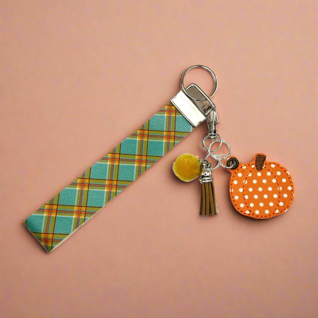 Polka Dot Pumpkin Keychain and Wristlet