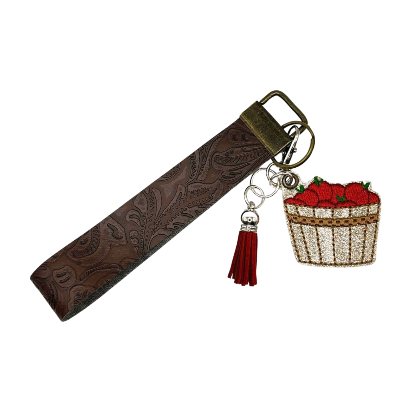 Red Apple Basket Keychain and Wristlet