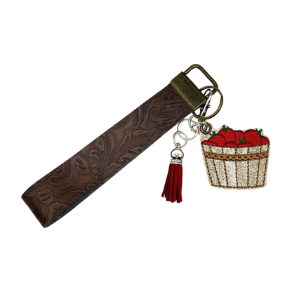 Red Apple Basket Keychain and Wristlet