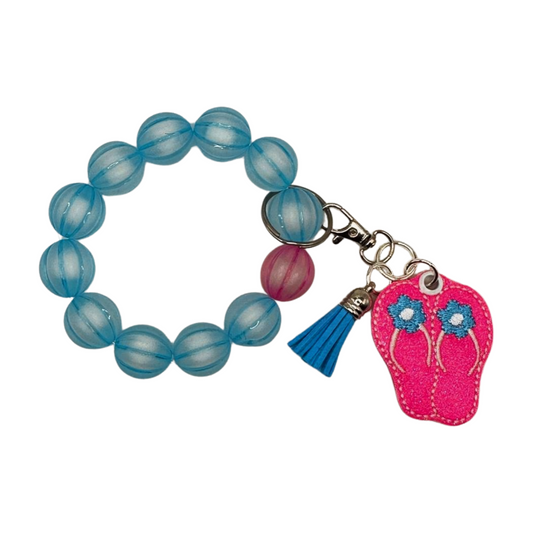 Flip Flop Keychain with Beaded Wristlet
