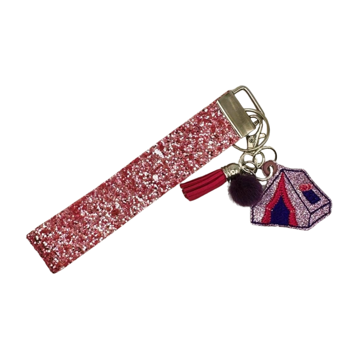 Purple Camping Tent Keychain and Wristlet