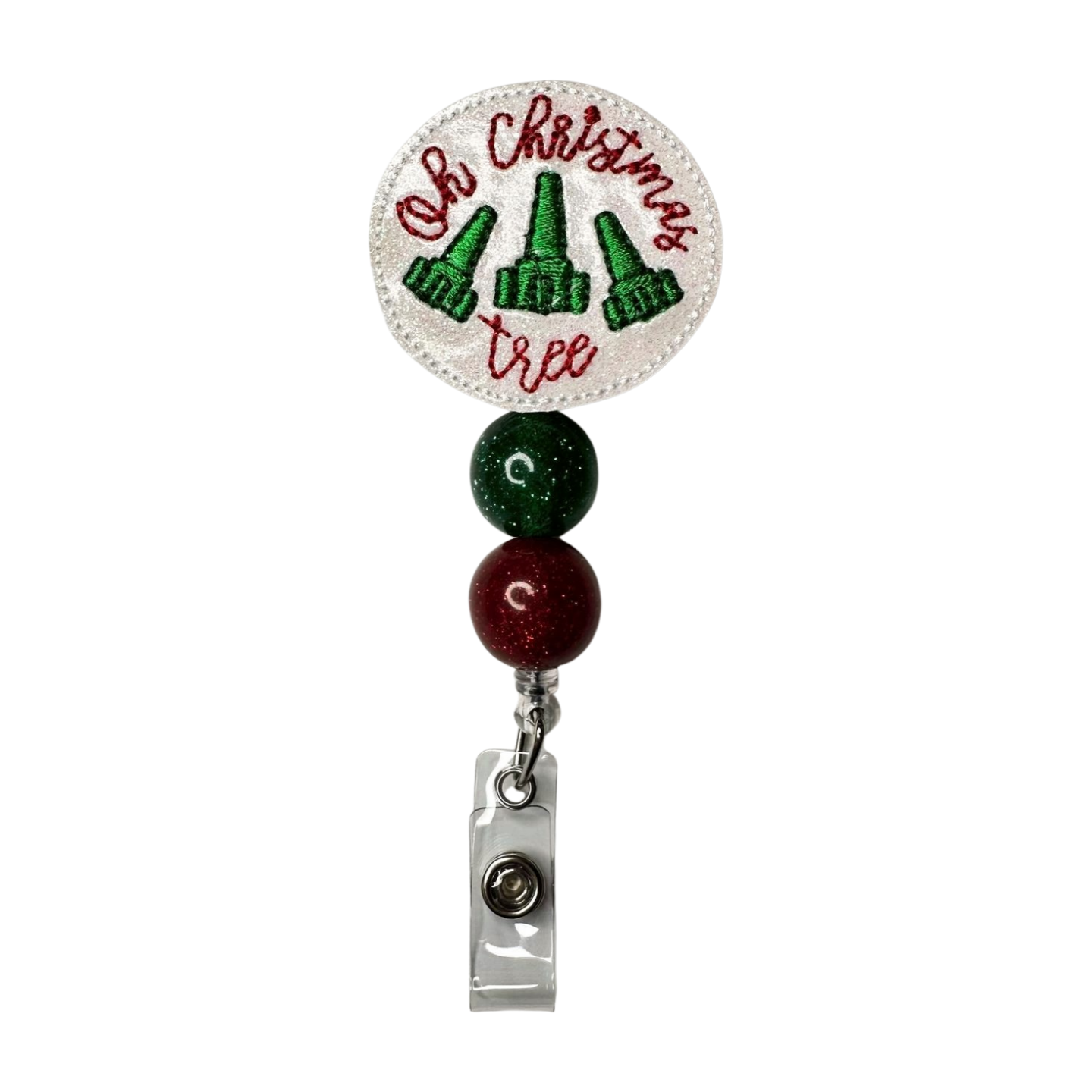 Oh Christmas Tree Beaded Badge Reel