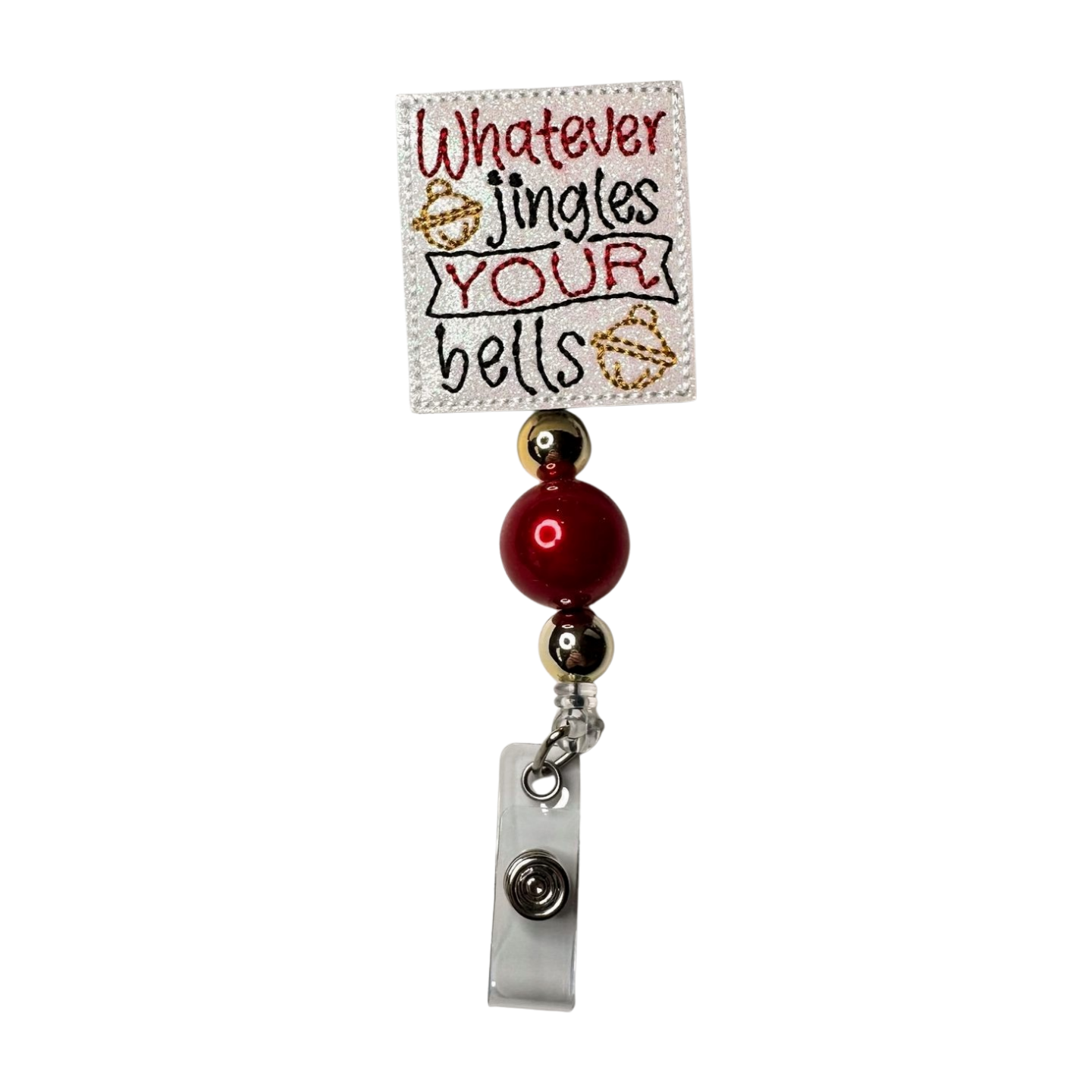 Whatever Jingles Your Bells Beaded Badge Reel