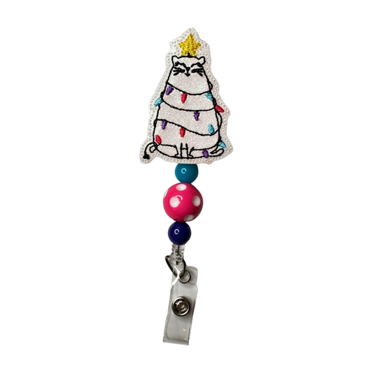 Cat Tree Beaded Badge Reel