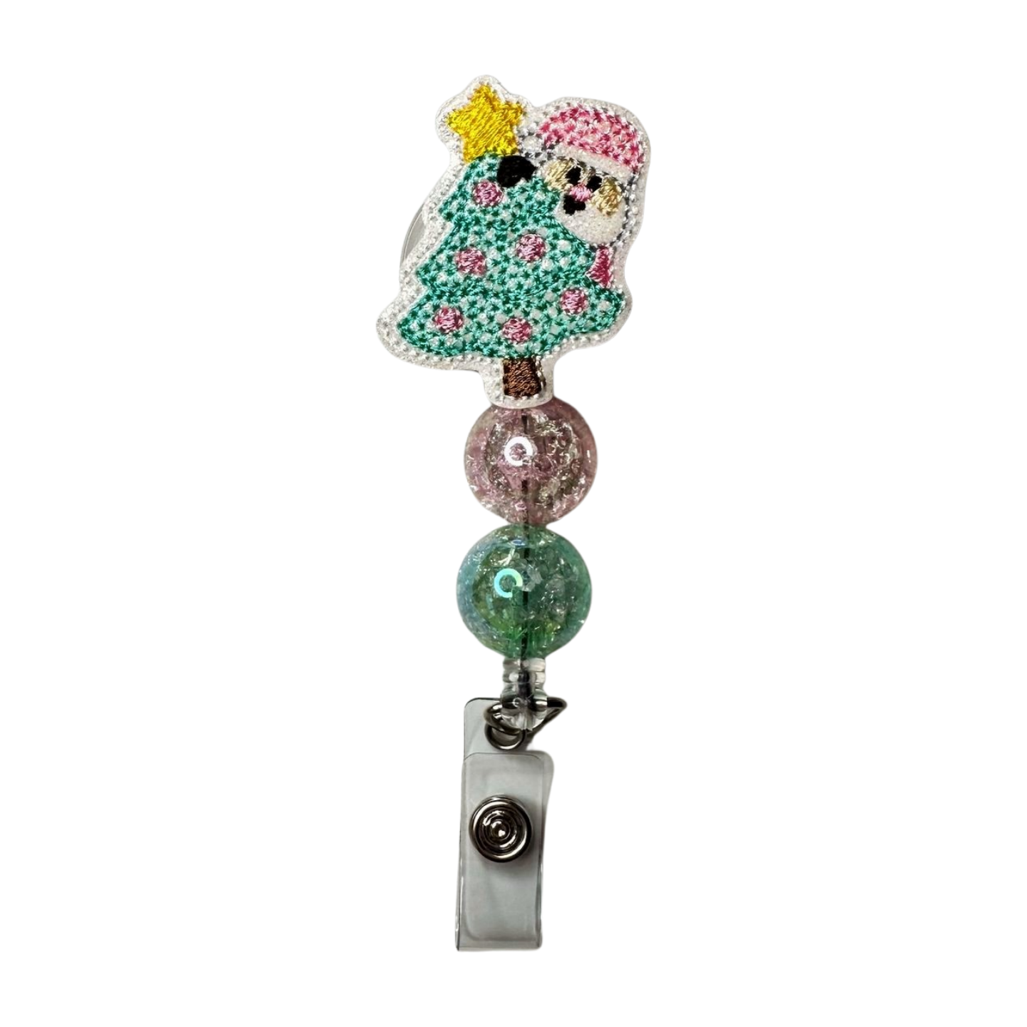 Santa behind Tree Badge Reel