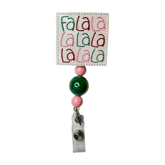 Falalalalalalalala Beaded Badge Reel