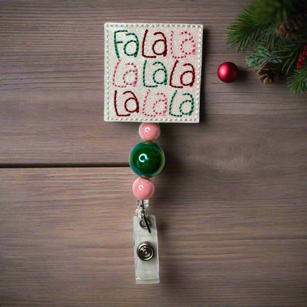 Falalalalalalalala Beaded Badge Reel