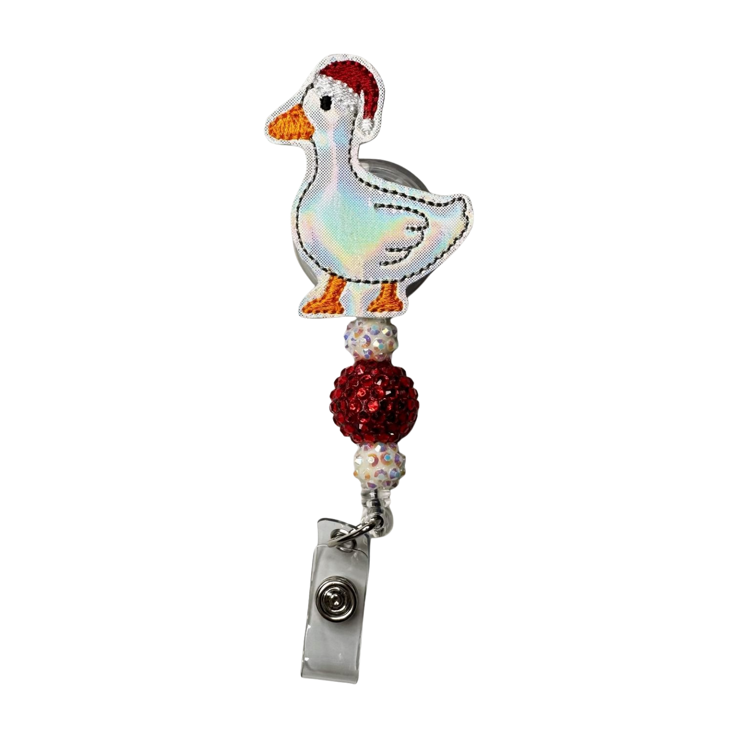 Santa Goose Beaded Badge Reel