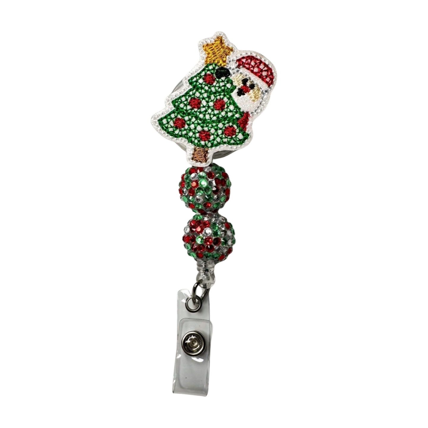 Santa behind Tree Badge Reel