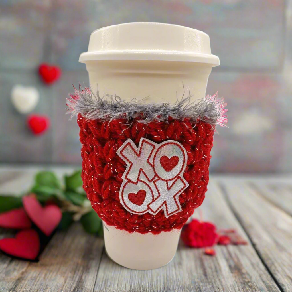 Silver XOXO  Coffee Cozy Sleeve