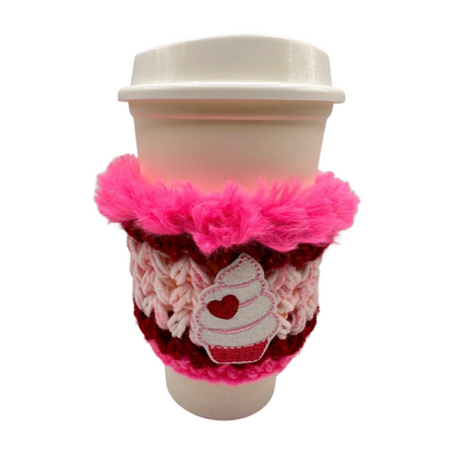 Heart Cupcake Coffee Cozy Sleeve