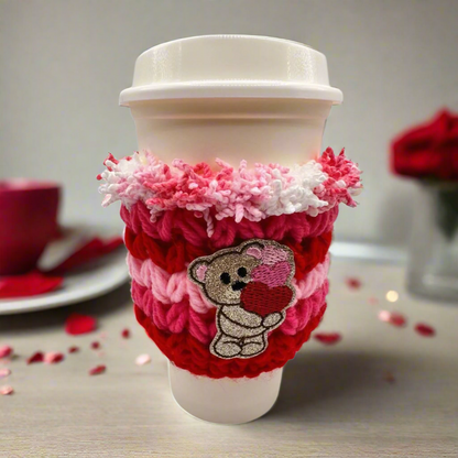 Bear Hugging Hearts Coffee Cozy Sleeve