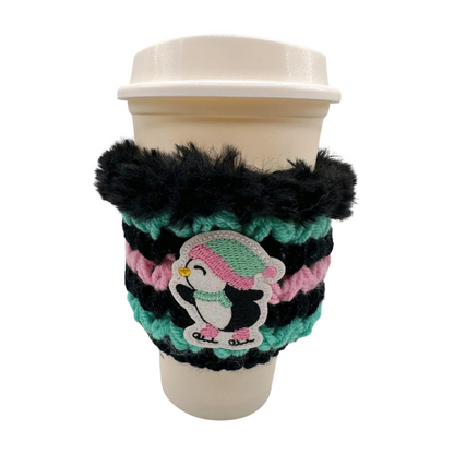 Penguin Ice Skating Coffee Cozy Sleeve