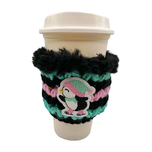 Penguin Ice Skating Coffee Cozy Sleeve