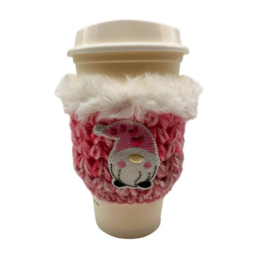 Pink Love Gnome Coffee Cozy