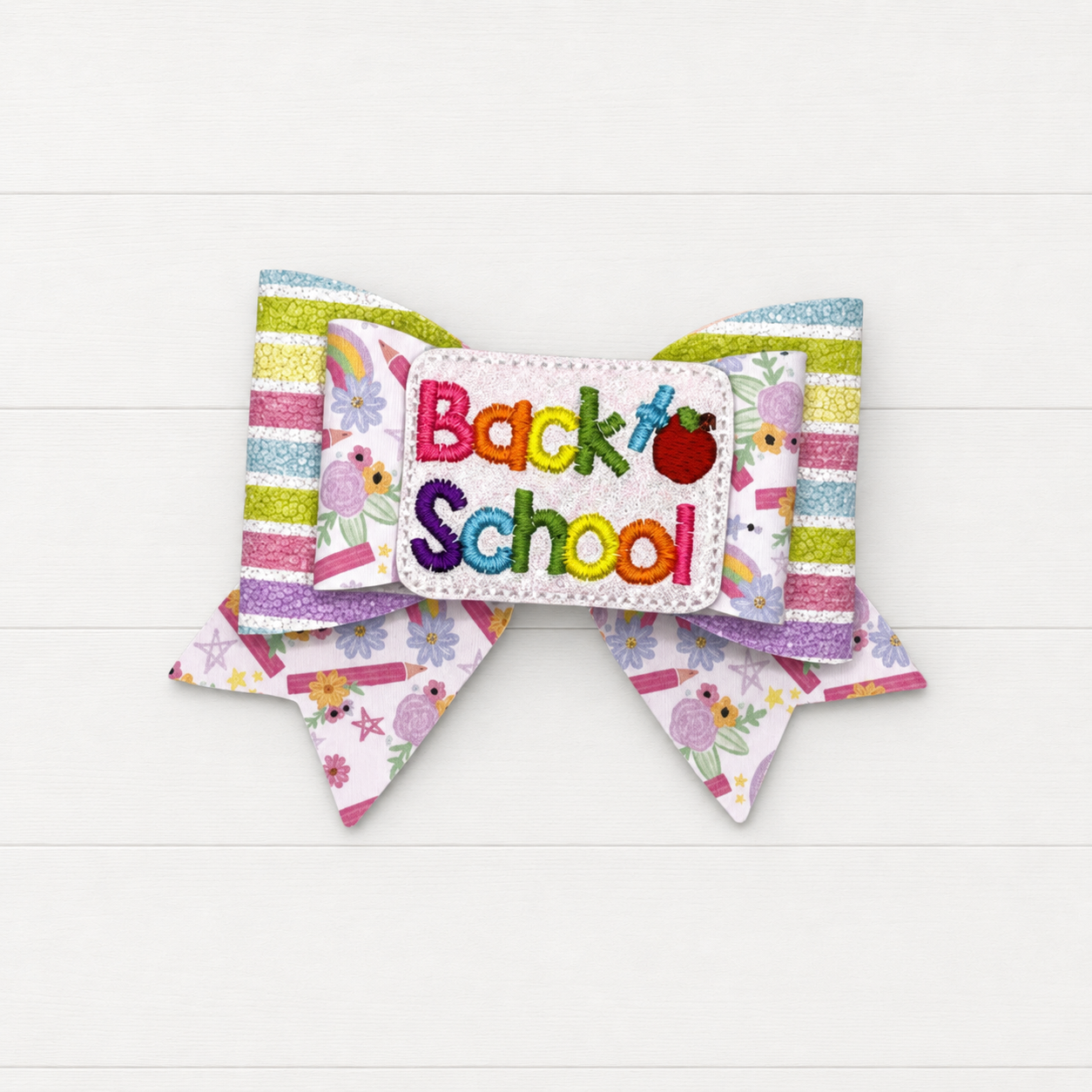 Back to School Hair Bow | Cute School Accessory on a clean white wood background