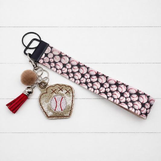 Baseball Glove Keychain and Baseball Wristlet