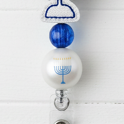 Menorah Beaded Badge Reel