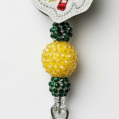 Candy Cane Gnome Beaded Badge Reel