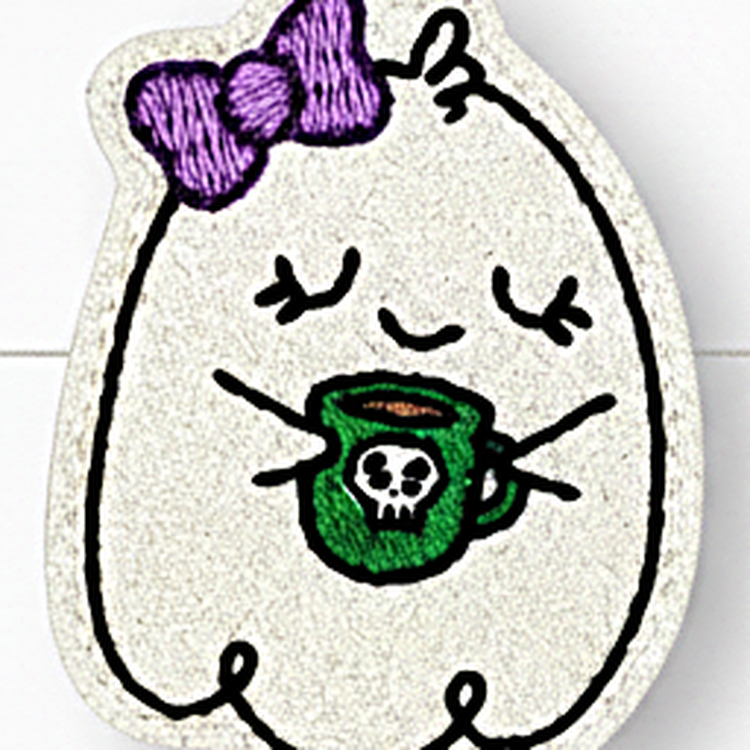 Bow Ghost with Coffee Halloween Badge Reel