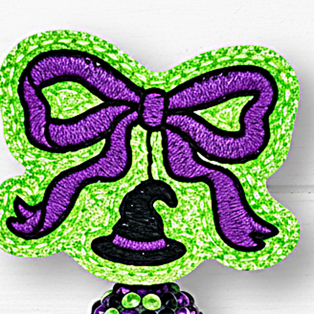Bow with Witch Hat Halloween Badge Reel
