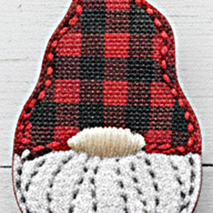 Buffalo Plaid Hat Gnome Beaded Badge Reel