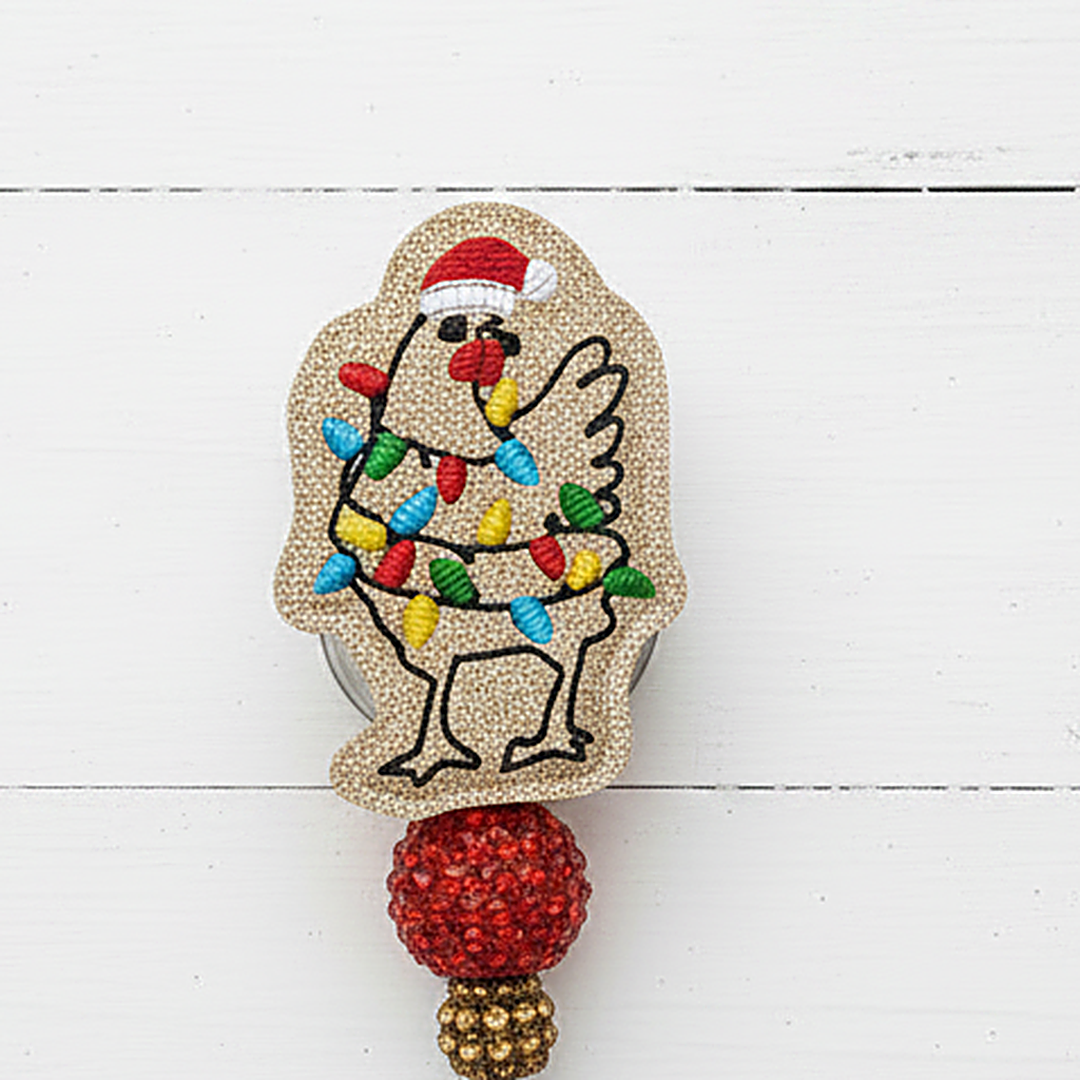 Christmas Light Chicken Badge Reel