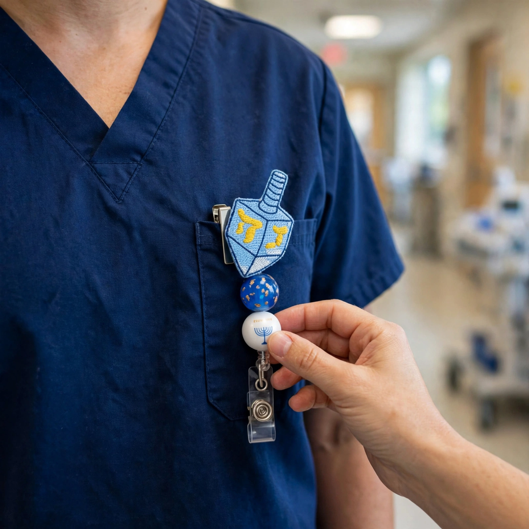 Dreidel Beaded Badge Reel