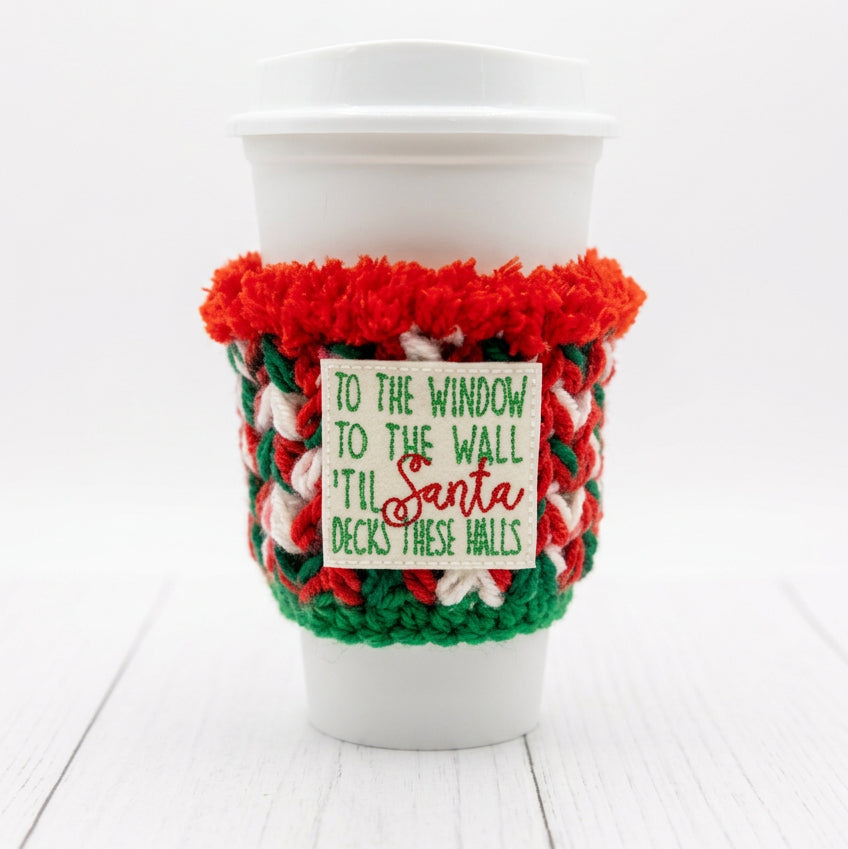 Santa Decks These Halls Coffee Cozy | Holiday Drink Sleeve