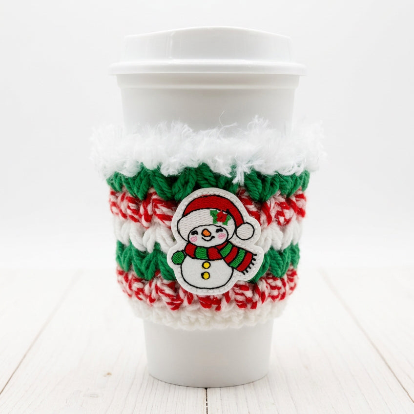 Snowman with Scarf Coffee Cozy | Holiday Drink Sleeve